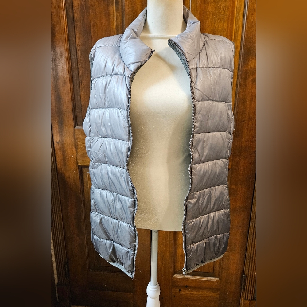 Jackson Hole Ombre Olive Color Quilted Stand Collar Puffer Vest Size L